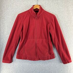 BMW Fleece Jacket Red Full Zip Embroidered Logo Women Size Medium Moto Racing